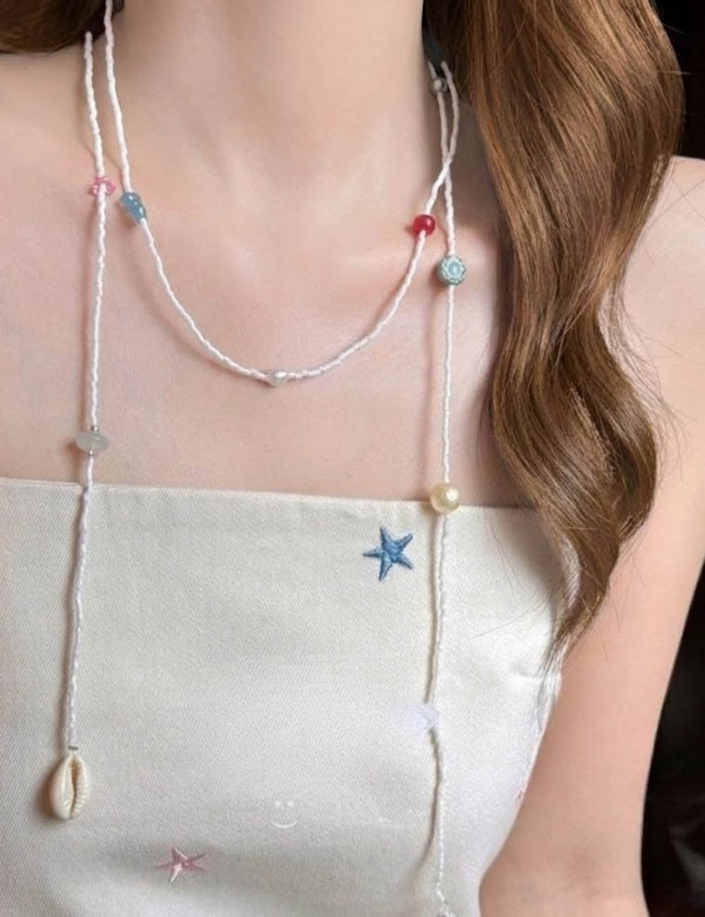 Fine White Shell Beaded Necklace — white necklace
