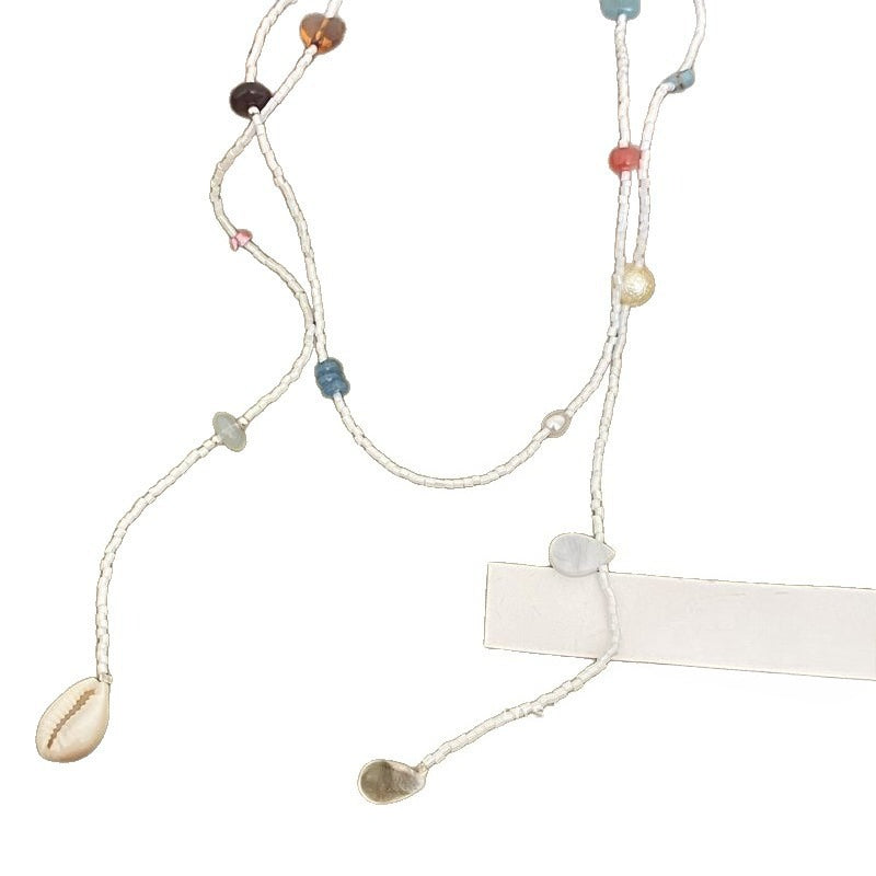 Fine White Shell Beaded Necklace — white necklace, view 4
