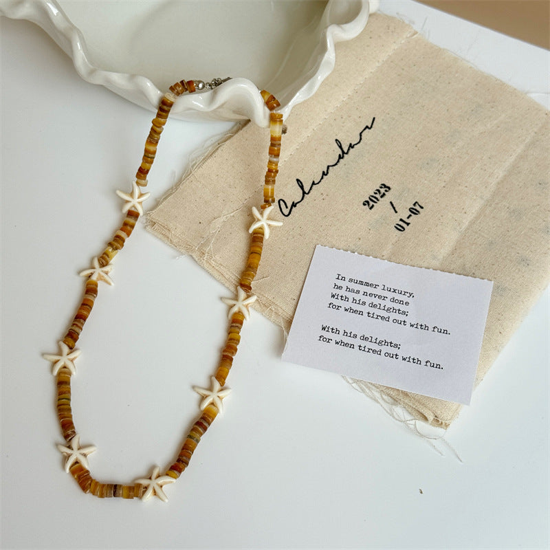 Starfish Beaded Bohemian Necklace — necklace, view 7
