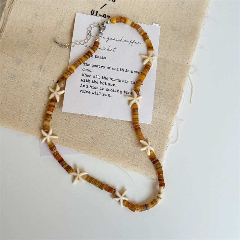 Starfish Beaded Bohemian Necklace — necklace, view 9