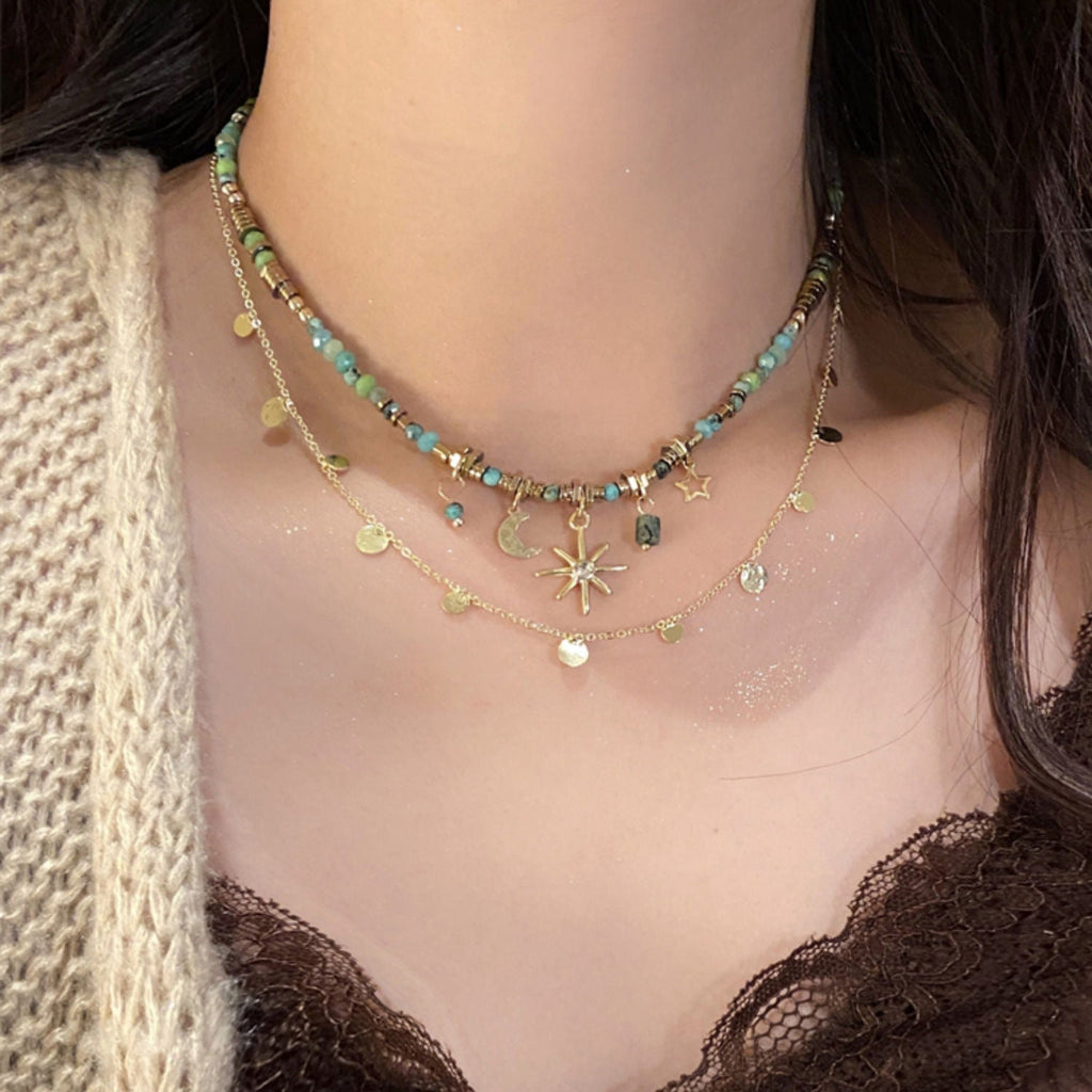 Bohemian Sunflower Pendant Necklace — necklace, view 2