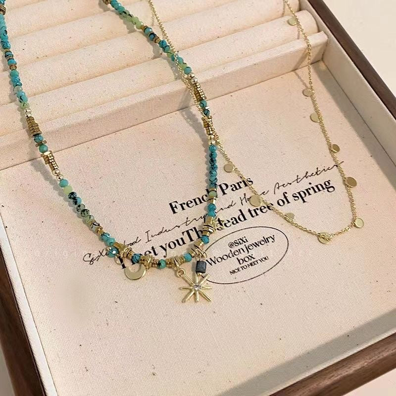 Bohemian Sunflower Pendant Necklace — necklace, view 3