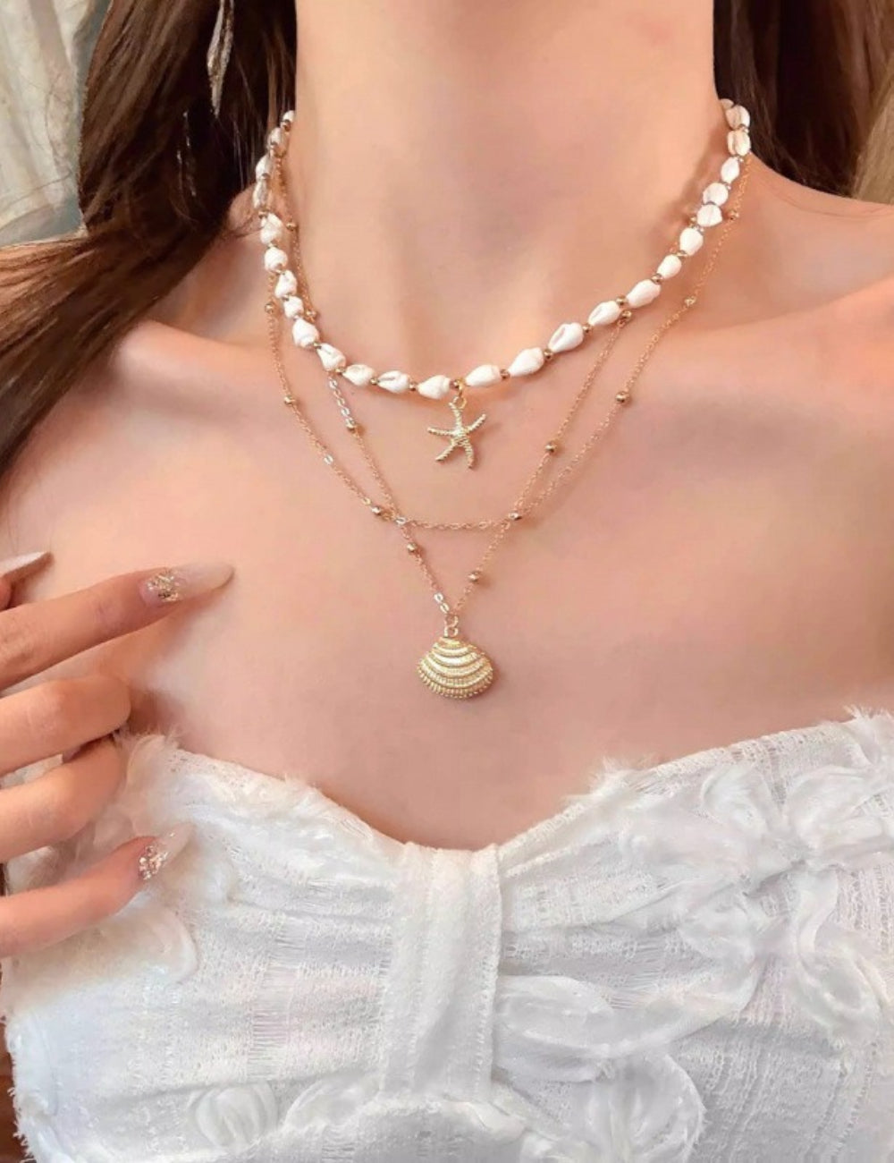 Multi-Layered Shell Beach Necklace — gold necklace