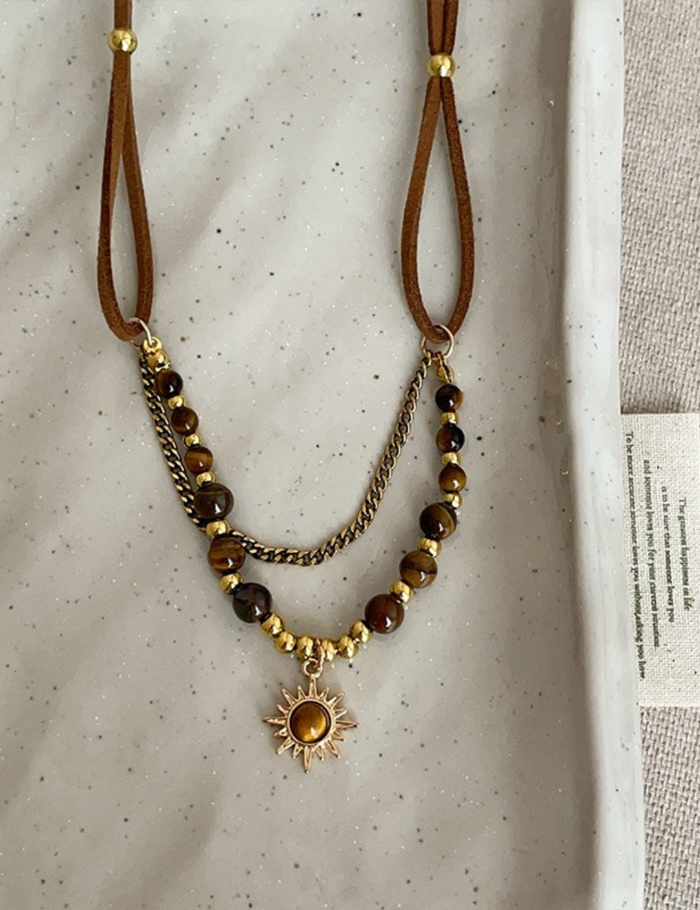 Tiger Eye Sunflower Necklace — brown necklace