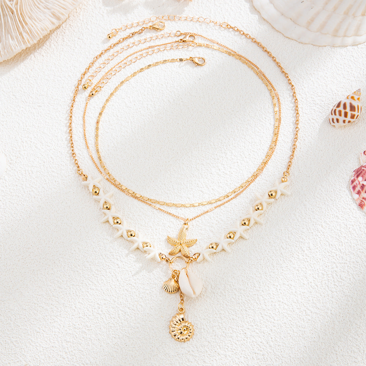 Stacked Flower Pendant Necklace — necklace, view 2