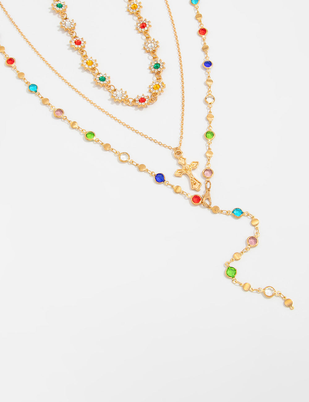 Fine Layered Cross Pendant Necklace — necklace