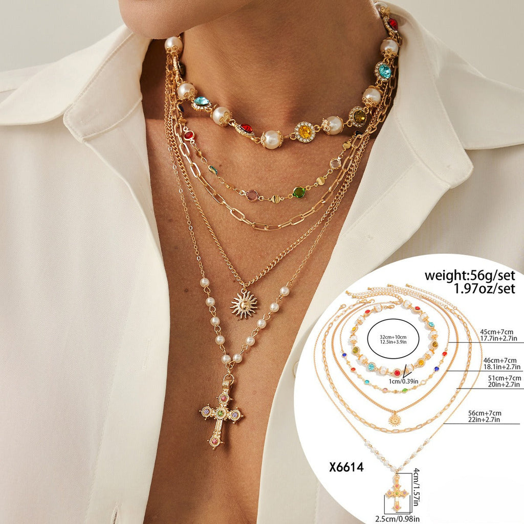 Fine Layered Cross Pendant Necklace — necklace, view 5