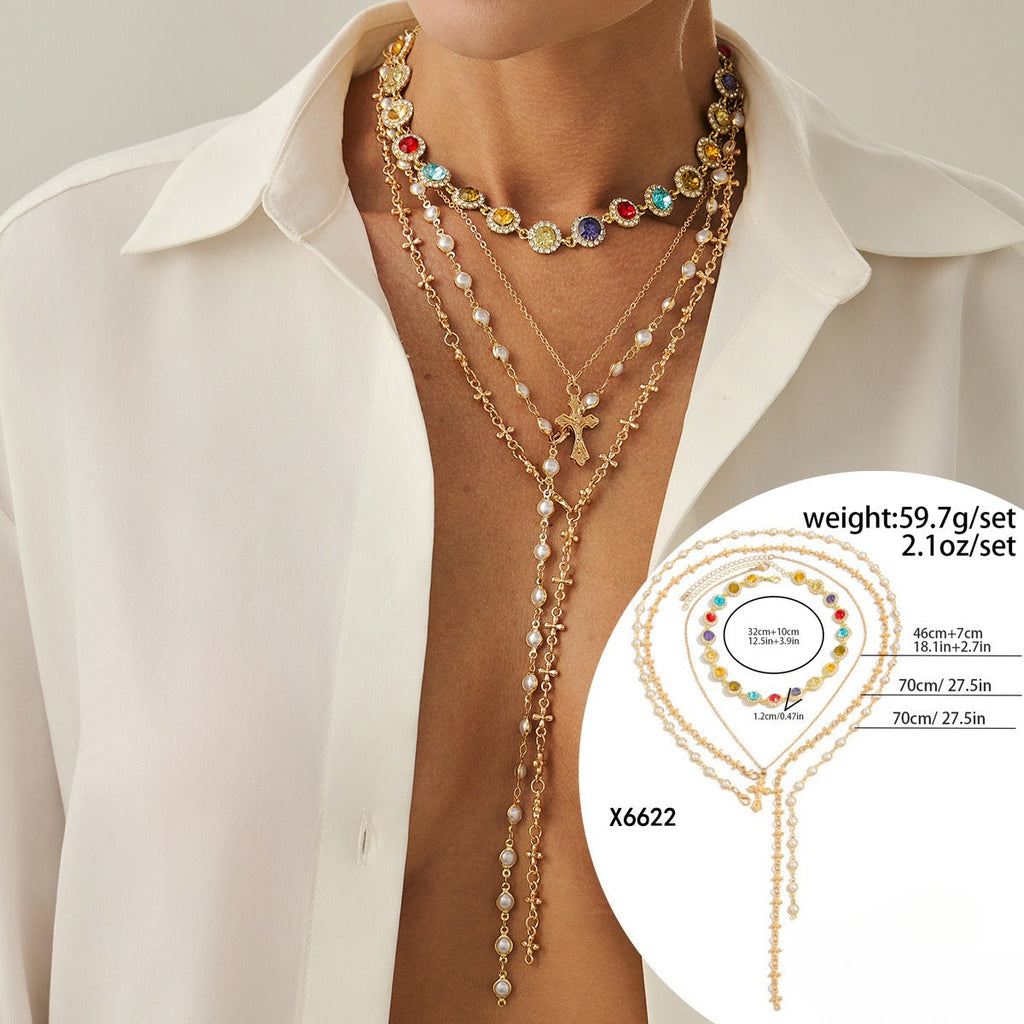 Fine Layered Cross Pendant Necklace — necklace, view 8