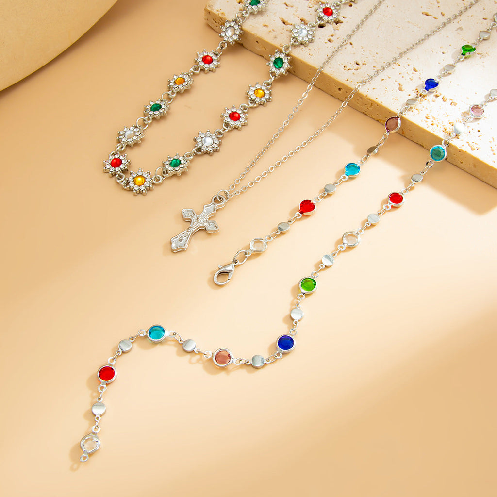 Fine Layered Cross Pendant Necklace — necklace, view 10