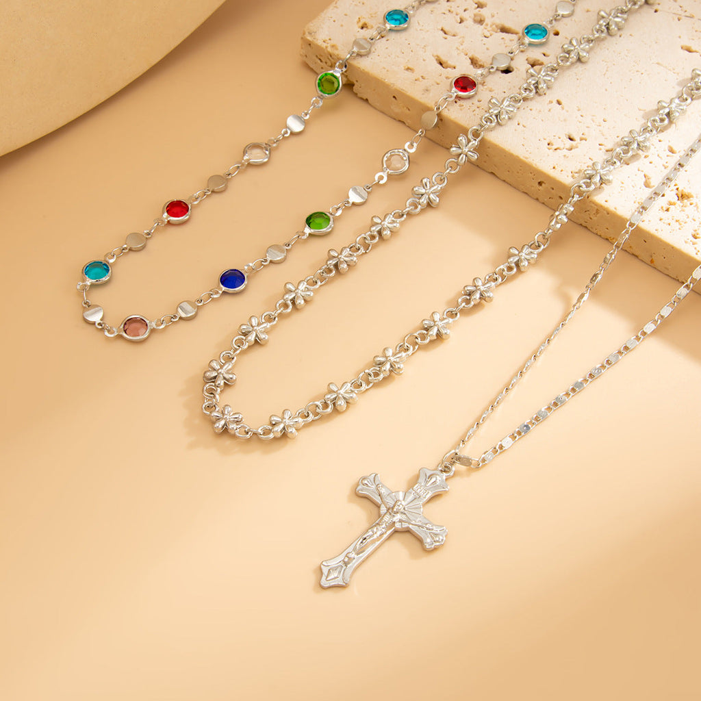 Fine Layered Cross Pendant Necklace — necklace, view 11