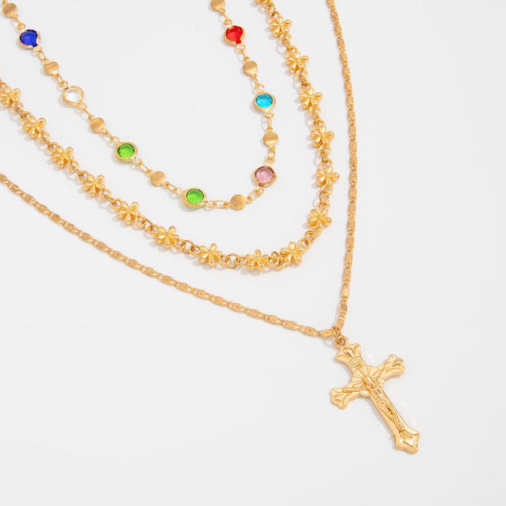 Fine Layered Cross Pendant Necklace — necklace, view 12