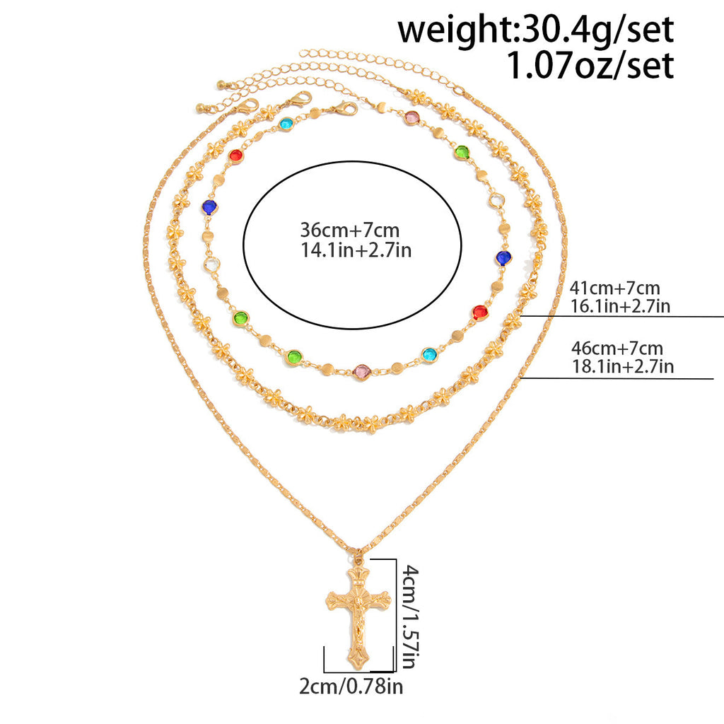 Fine Layered Cross Pendant Necklace — necklace, view 14