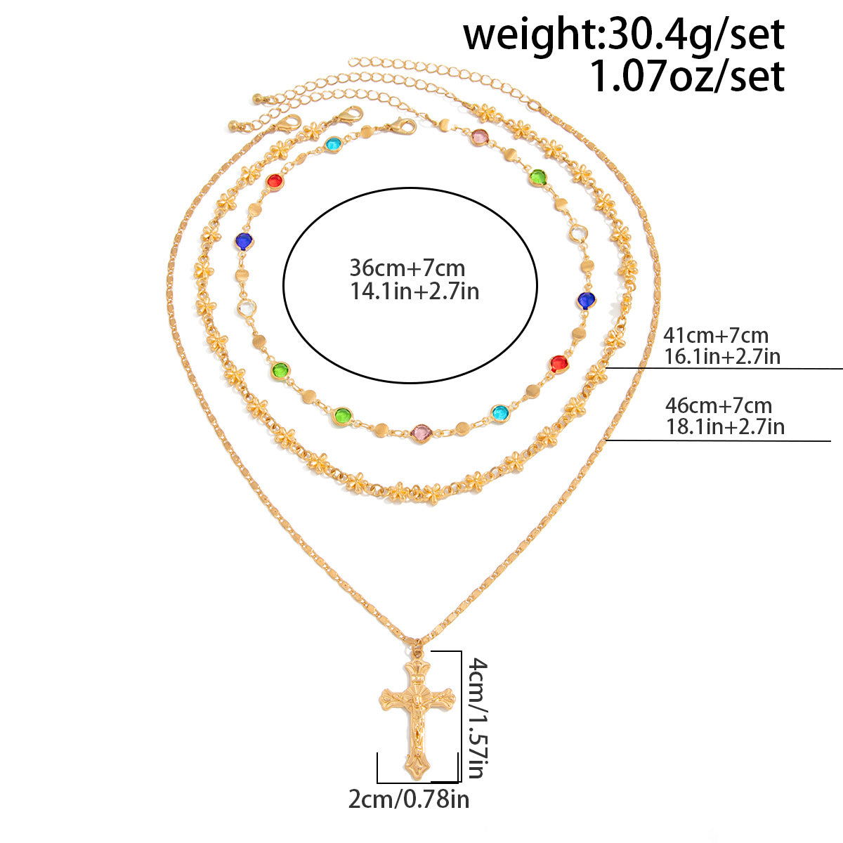 Fine Layered Cross Pendant Necklace — necklace, view 14