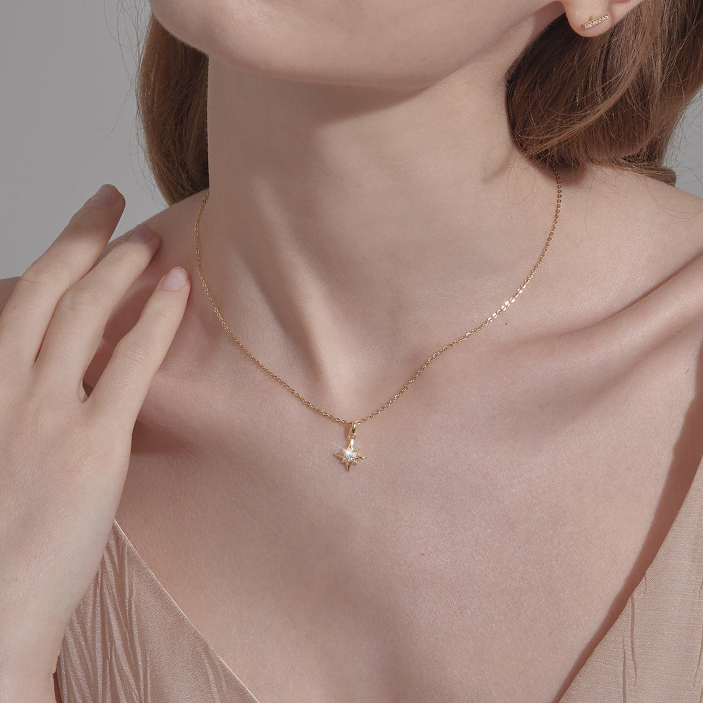 Star Pendant Chain Choker — gold necklace, view 5