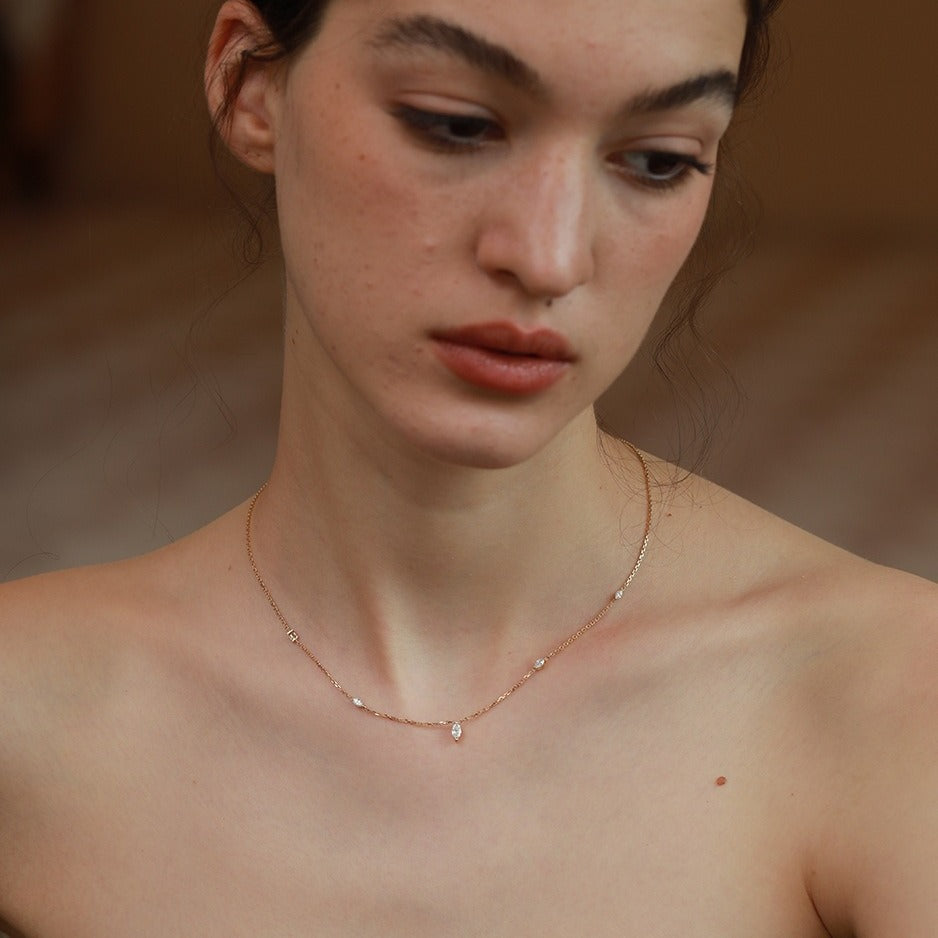 Rhinestone Pendant Choker Necklace — gold necklace, view 4