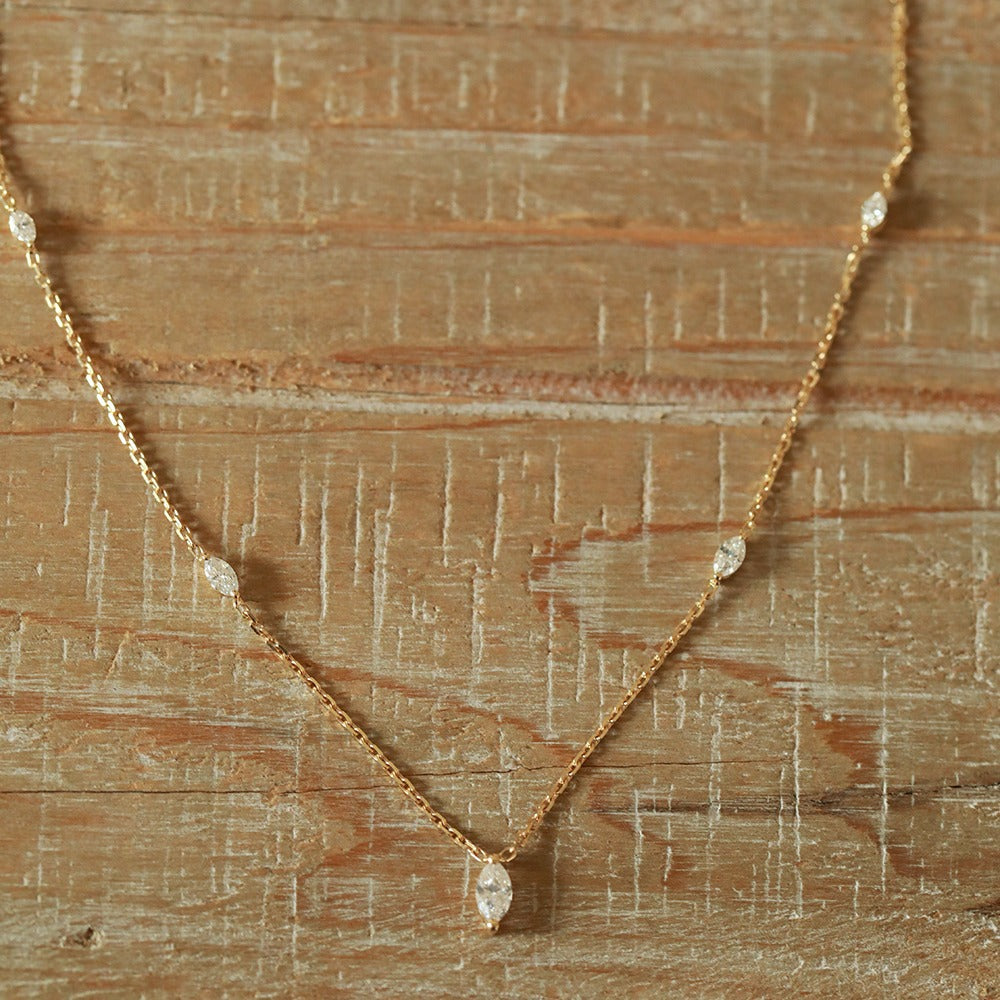 Rhinestone Pendant Choker Necklace — gold necklace, view 5