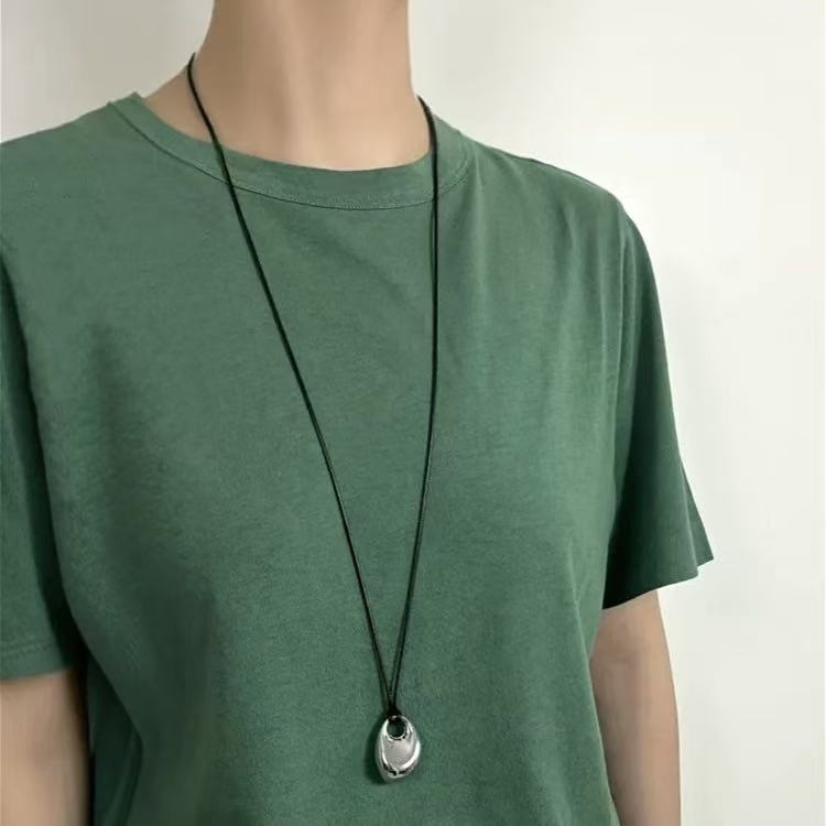 Teardrop Pendant Leather Necklace — necklace, view 6