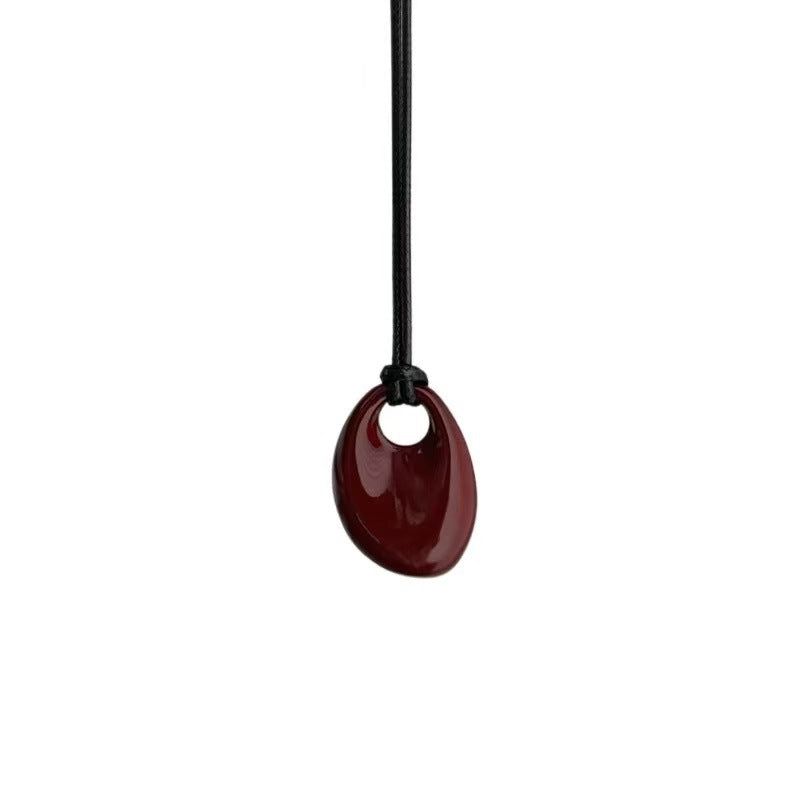Teardrop Pendant Leather Necklace — necklace, view 7