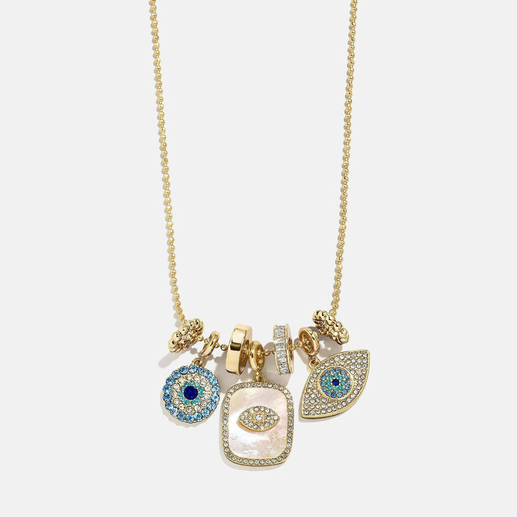 Evil Eye Pendant Choker Necklace — gold necklace, view 2