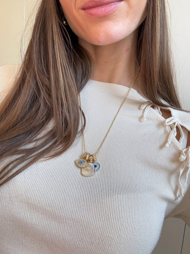 Evil Eye Pendant Choker Necklace — gold necklace, view 5