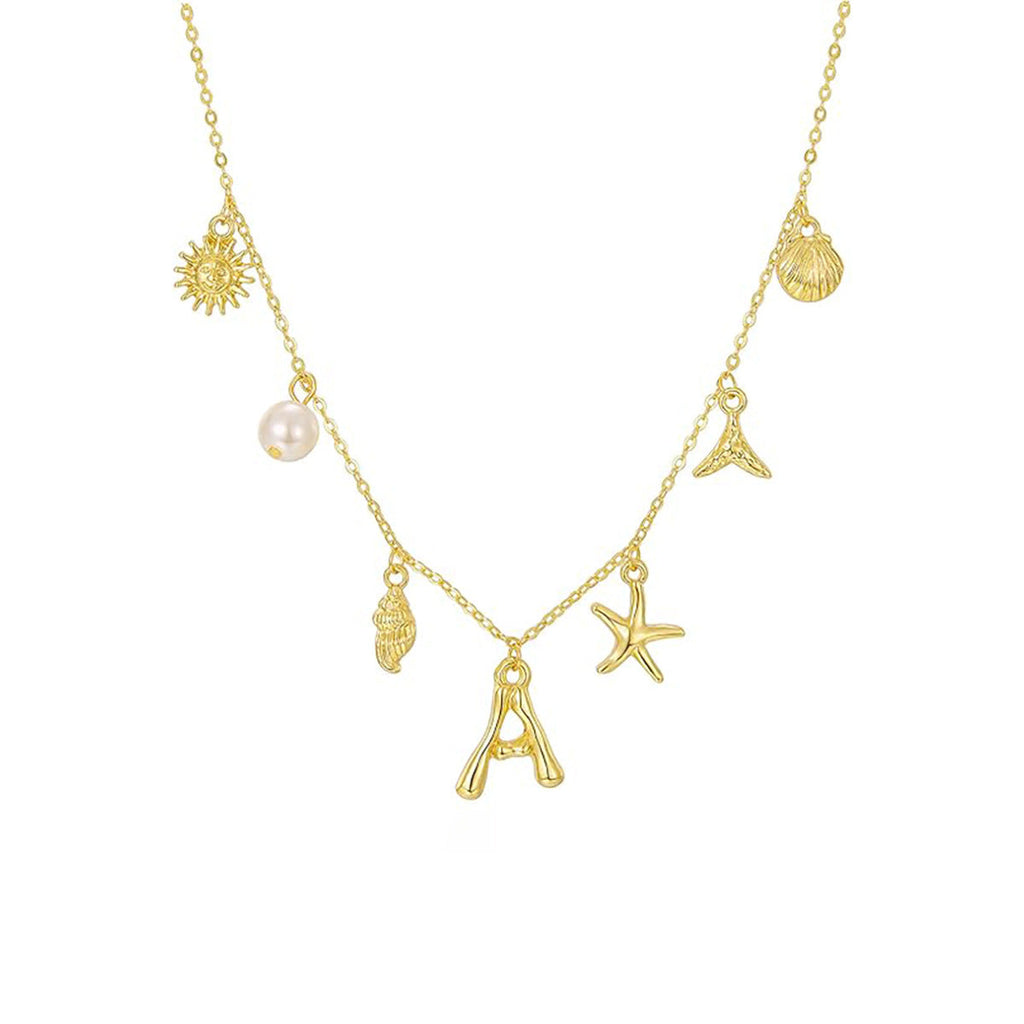 Initial Shell Pendant Necklace — necklace, view 3