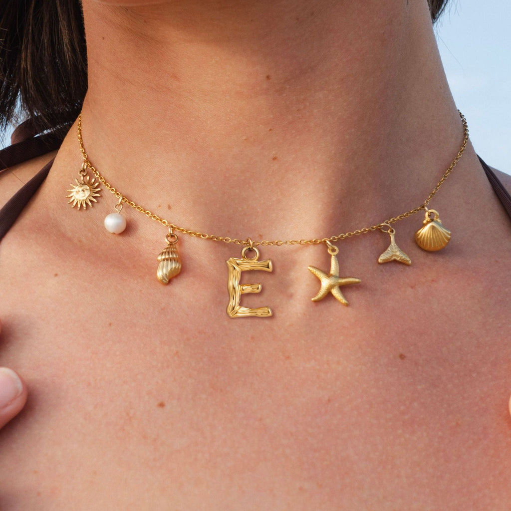Initial Shell Pendant Necklace — necklace, view 8