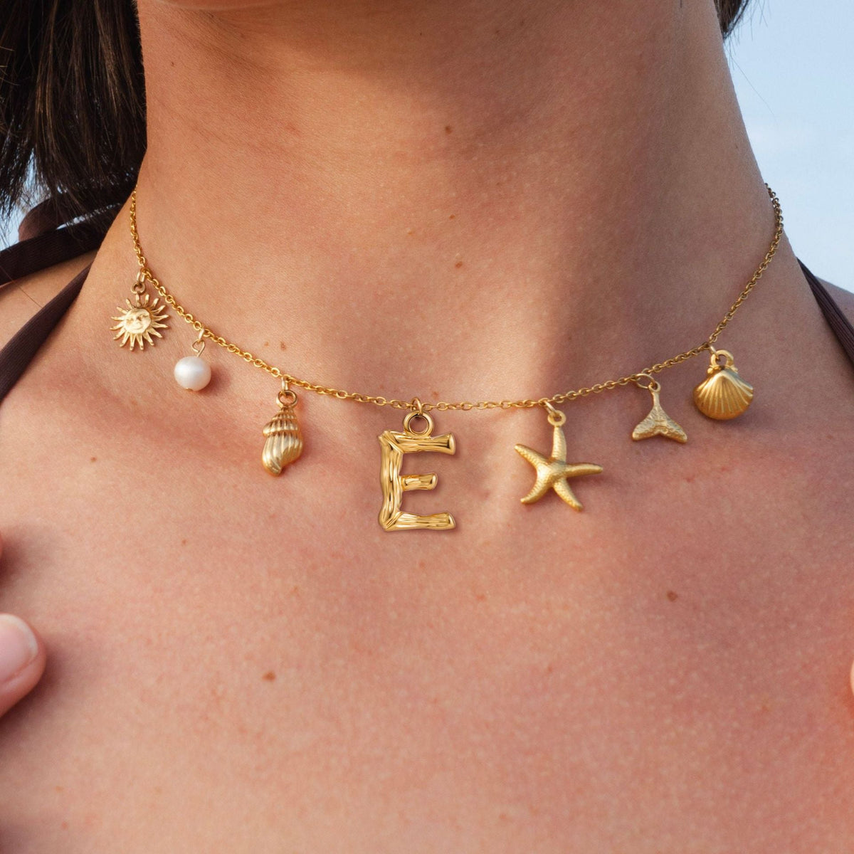 Initial Shell Pendant Necklace — necklace, view 8