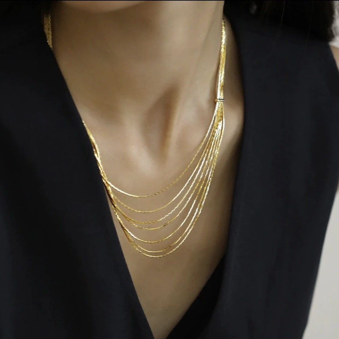 Multi-Layer Snake Chain Necklace — necklace, view 6