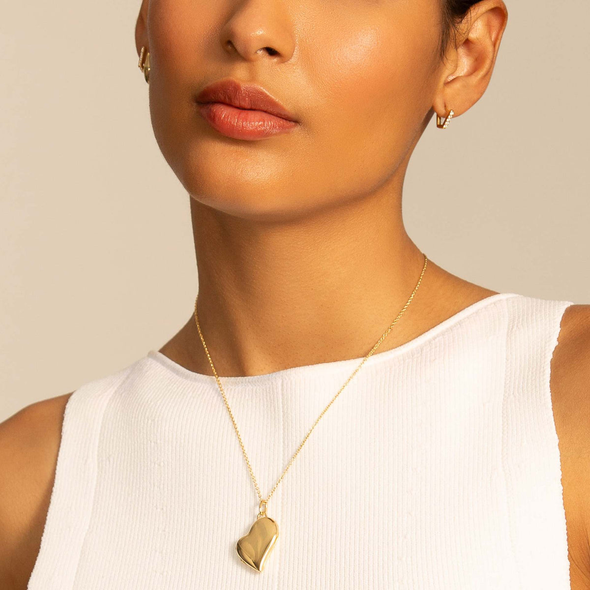 Gold-Plated Oval Rhinestone Necklace — necklace, view 5