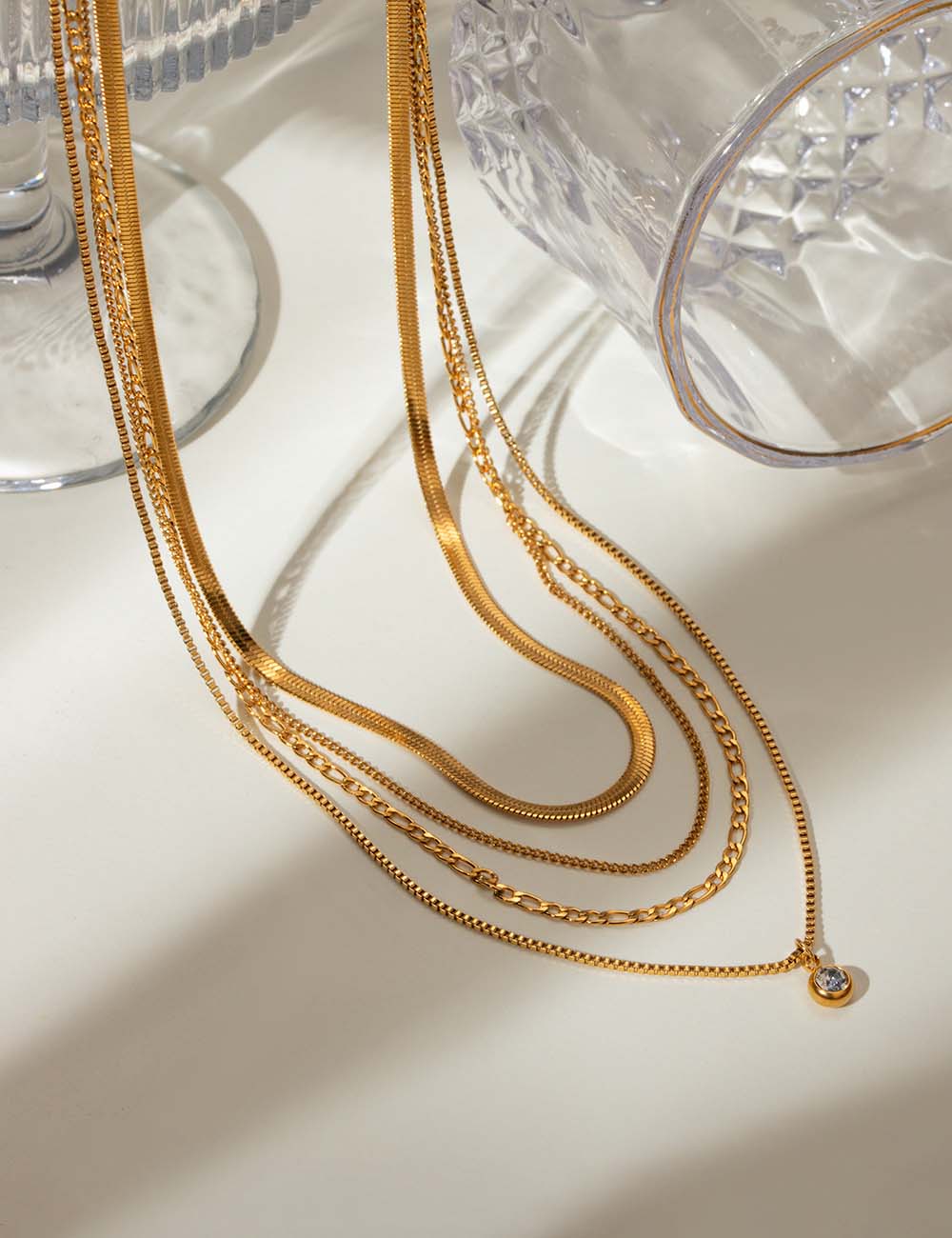 Layered Rhinestone Gold Necklace — gold necklace