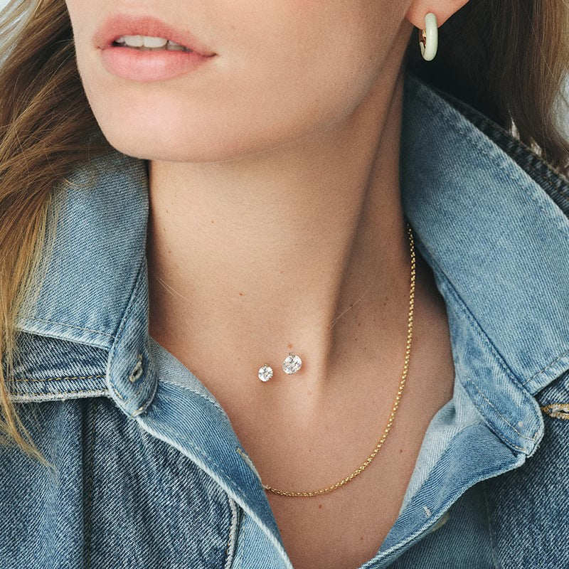 Transparent Chain Zirconia Necklace — silver necklace, view 3