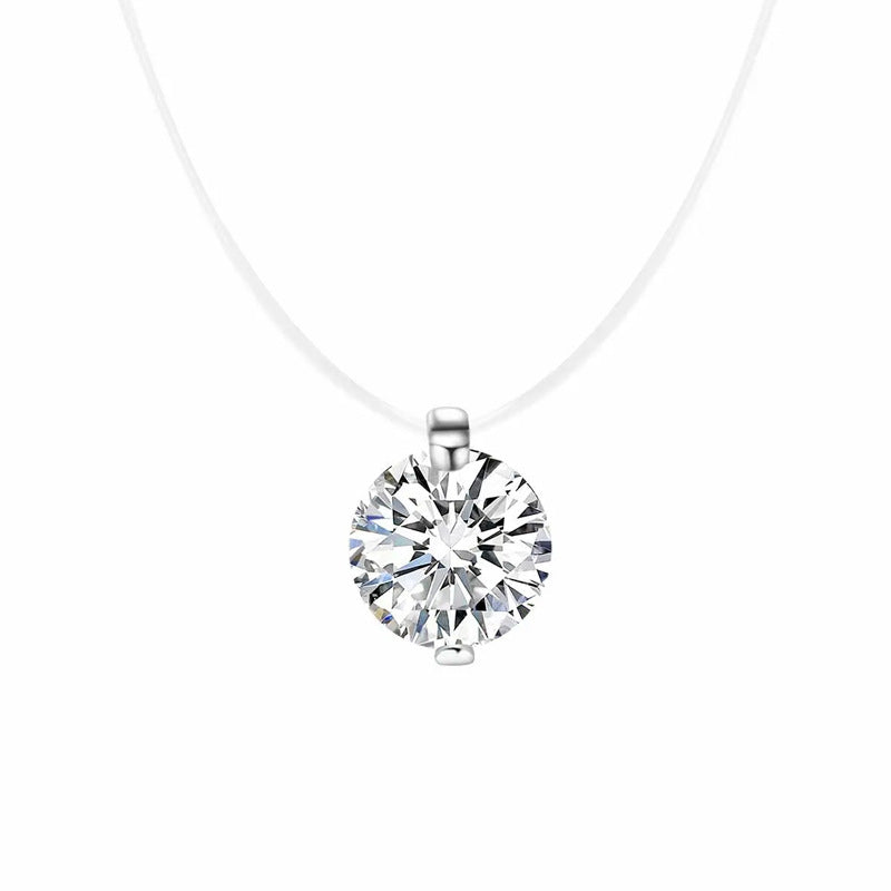 Transparent Chain Zirconia Necklace — silver necklace, view 5