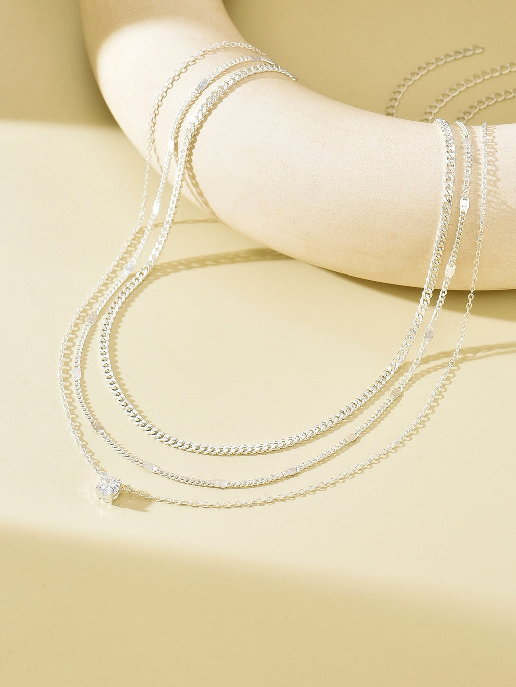 Layered Rhinestone Necklace — necklace, view 2