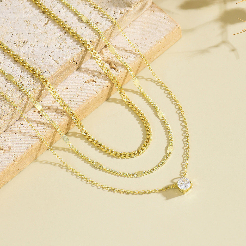 Layered Rhinestone Necklace — necklace, view 3