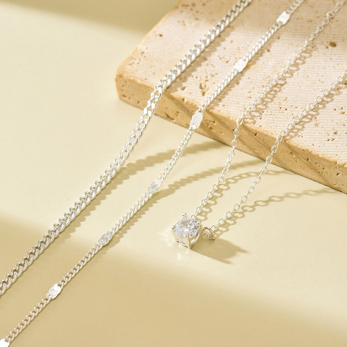 Layered Rhinestone Necklace — necklace, view 5