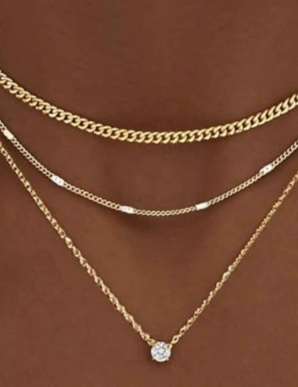 Layered Rhinestone Necklace — necklace, view 7