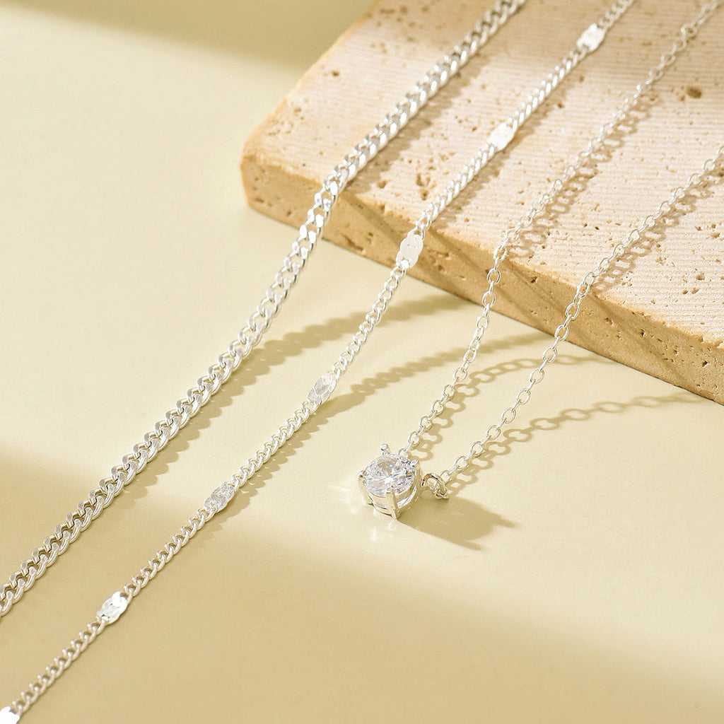 Layered Rhinestone Necklace — necklace, view 8