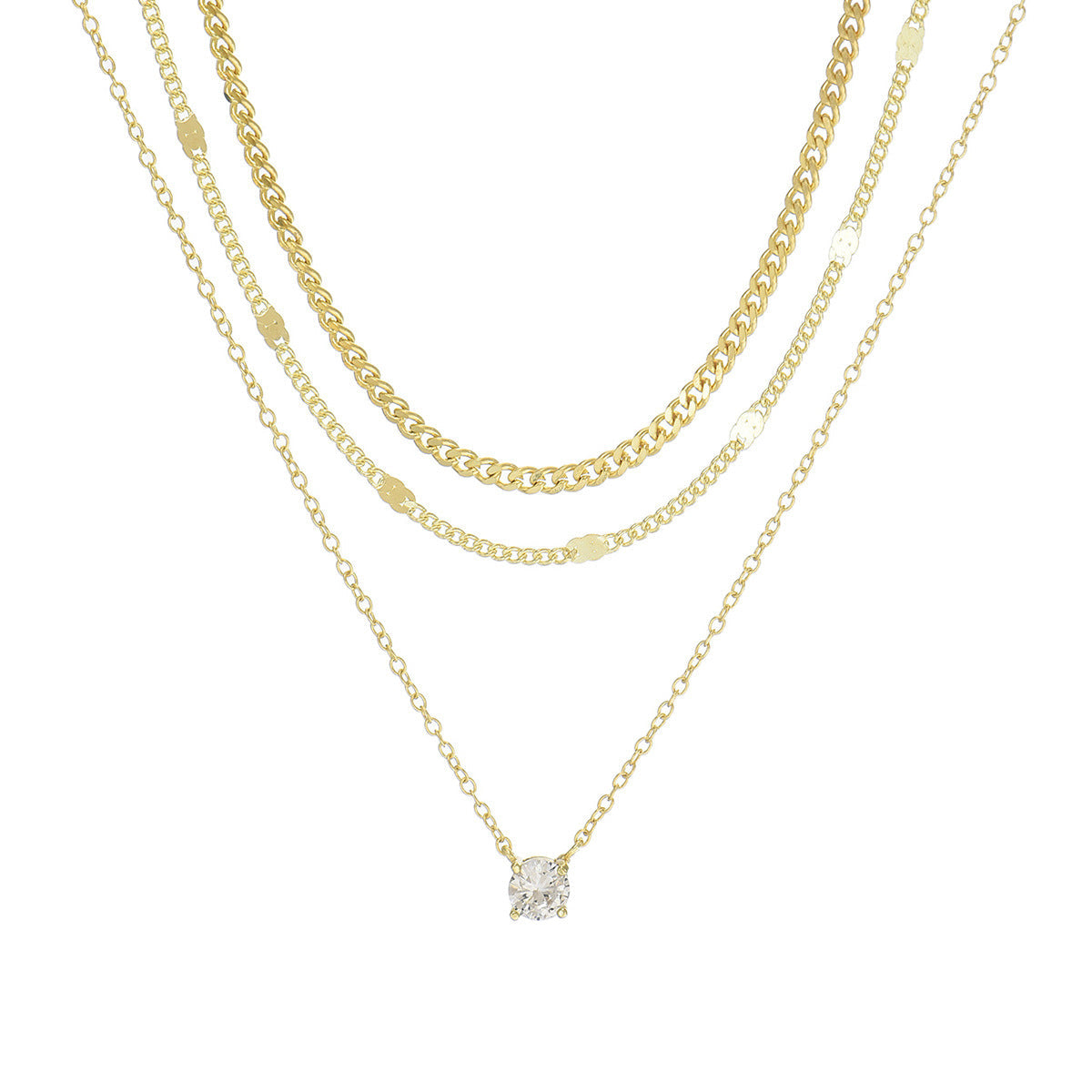 Layered Rhinestone Necklace — necklace, view 9
