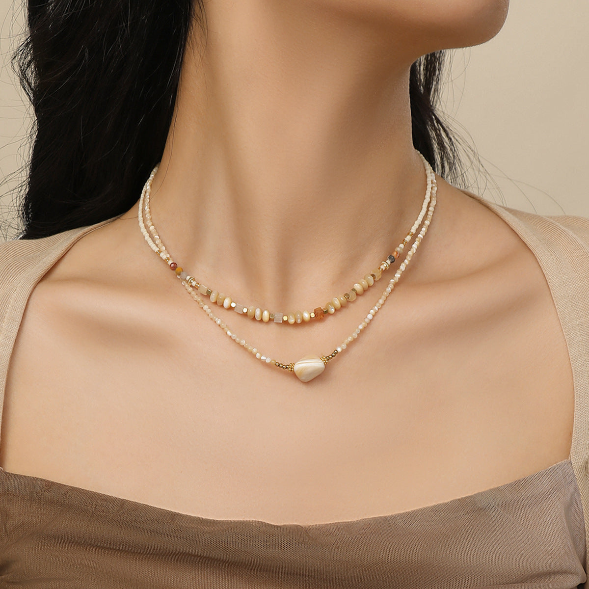 Beaded Cubic Zirconia Choker — necklace, view 2