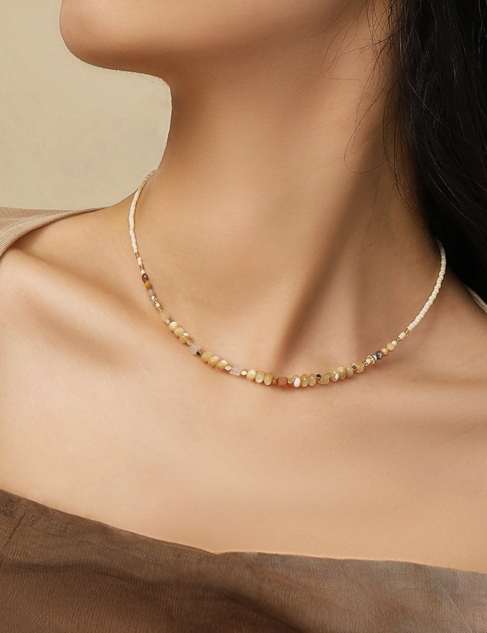 Beaded Cubic Zirconia Choker — necklace, view 3