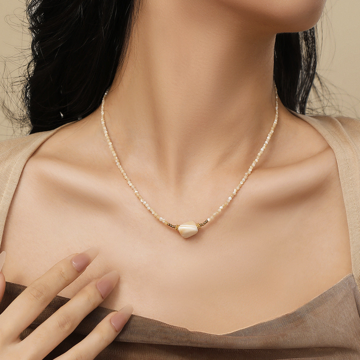 Beaded Cubic Zirconia Choker — necklace, view 4