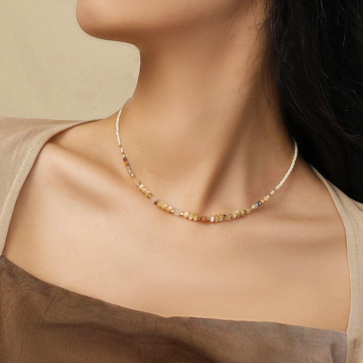 Beaded Cubic Zirconia Choker — necklace, view 7