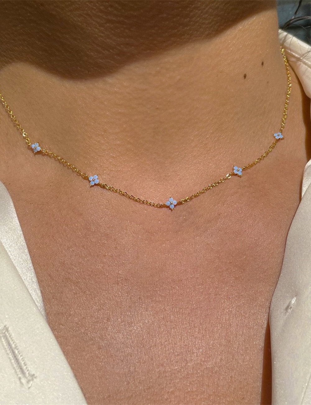 Flower Pendant Choker Necklace — necklace, view 3