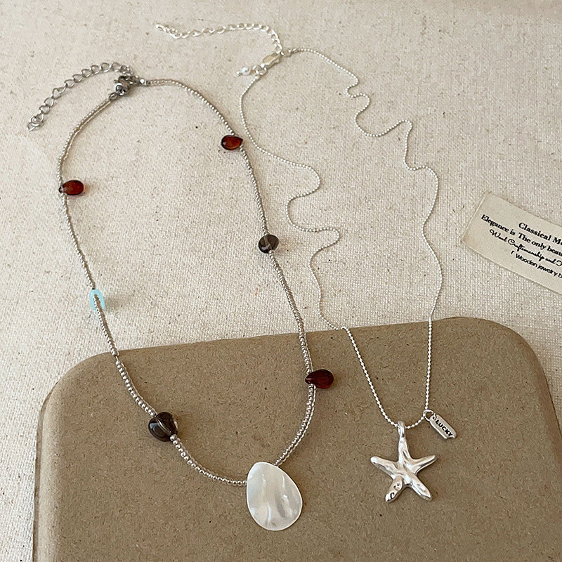 Starfish Shell Charm Necklace — necklace, view 2