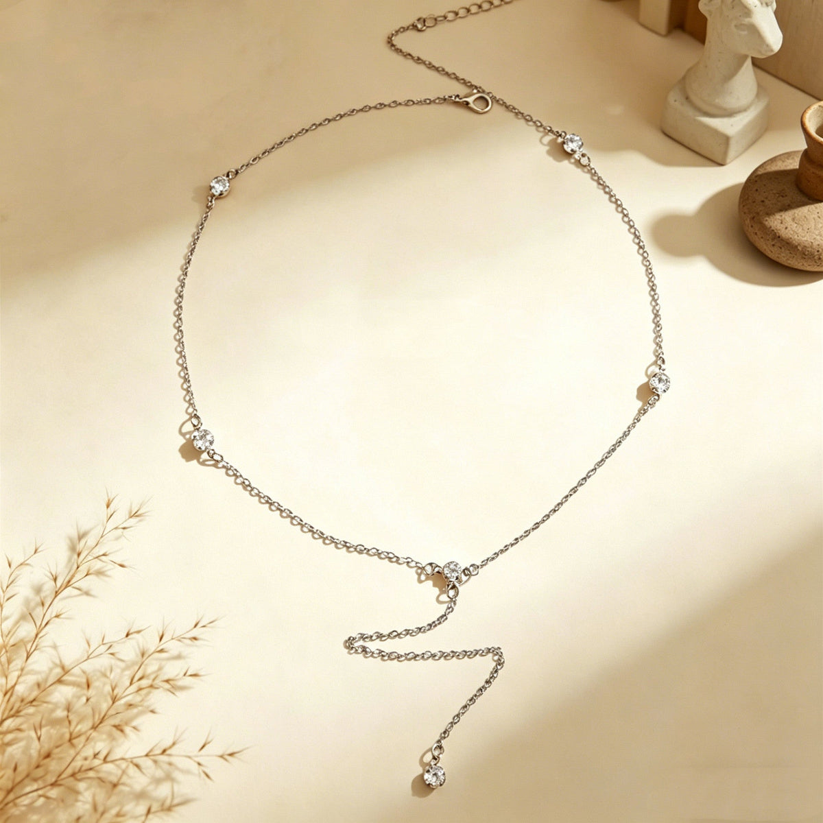 Rhinestone Pendant Y-Necklace — necklace, view 2