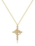 Rhinestone Cross Pendant Necklace — gold necklace