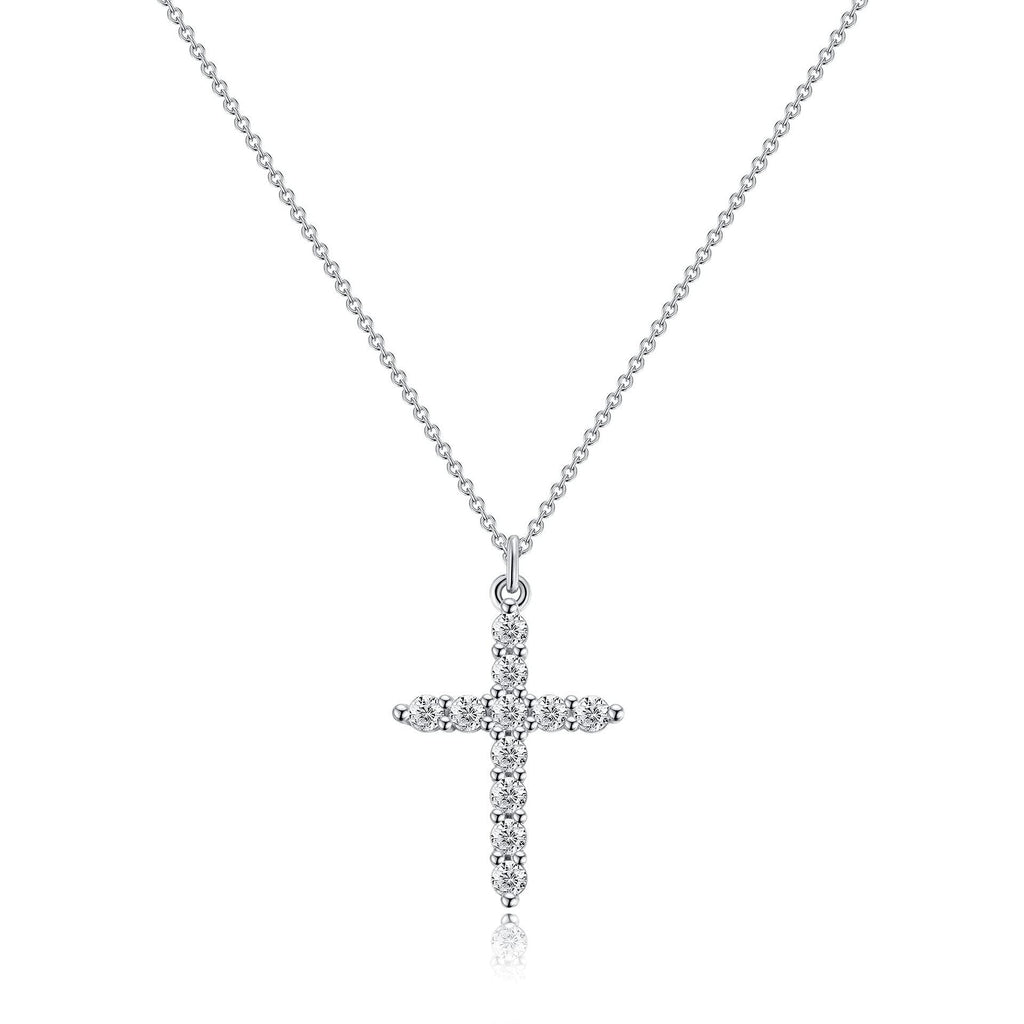 Rhinestone Cross Pendant Necklace — gold necklace, view 6