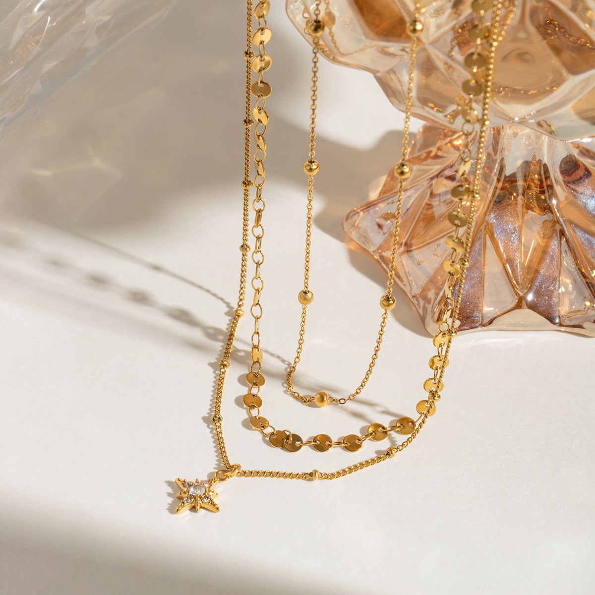 Gold Sunflower Necklace — gold necklace, view 3