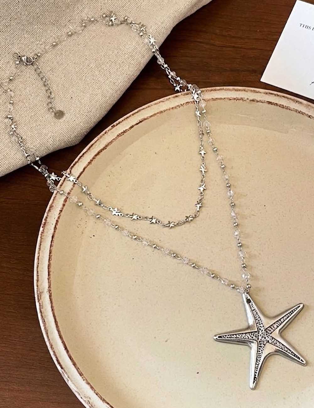Layered Starfish Heart Necklace — necklace