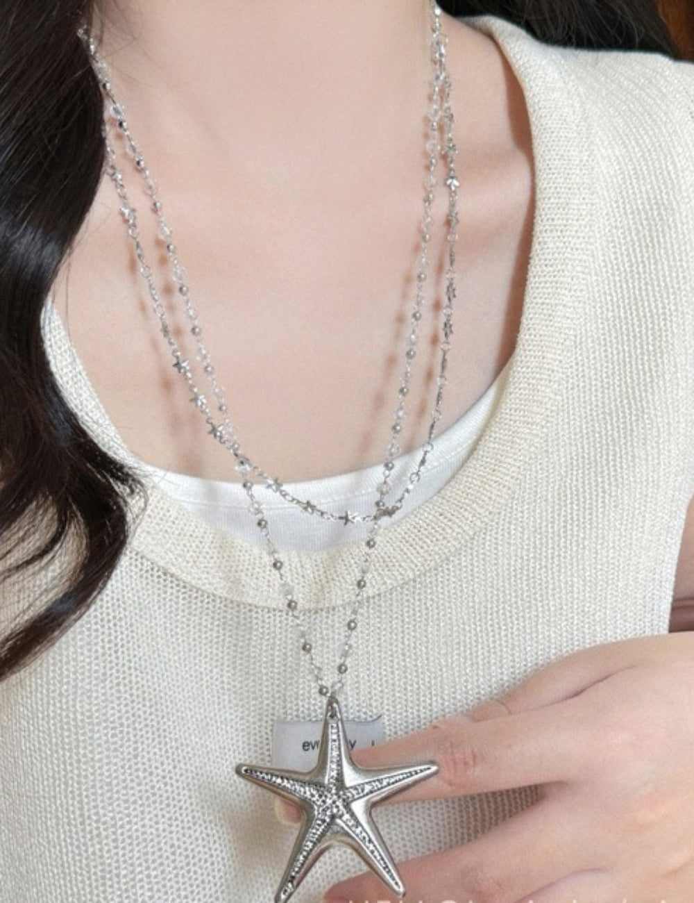 Layered Starfish Heart Necklace — necklace, view 2